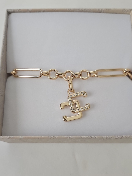 Jewelry - Gold Chain Bracelet with Crystal Double-C Pendant